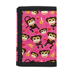Monkey And Banana Pattern Print Trifold Wallet