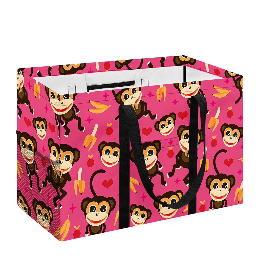 Monkey And Banana Pattern Print Utility Tote Bag
