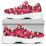 Monkey And Banana Pattern Print White Chunky Shoes