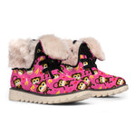 Monkey And Banana Pattern Print Winter Boots