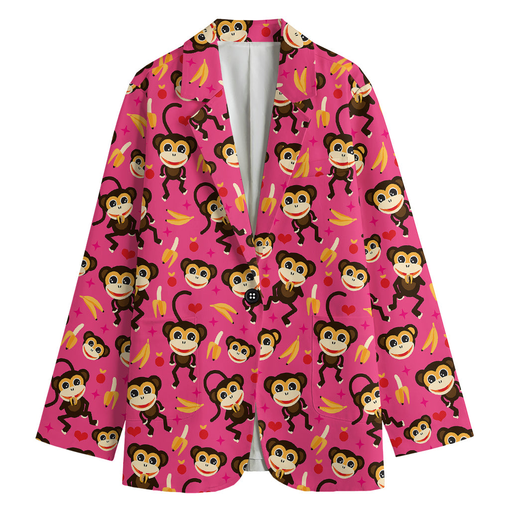 Monkey And Banana Pattern Print Women's Blazer