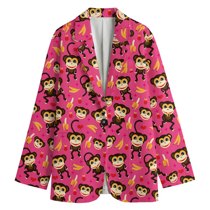 Monkey And Banana Pattern Print Women's Blazer