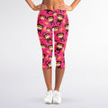 Monkey And Banana Pattern Print Women's Capri Leggings