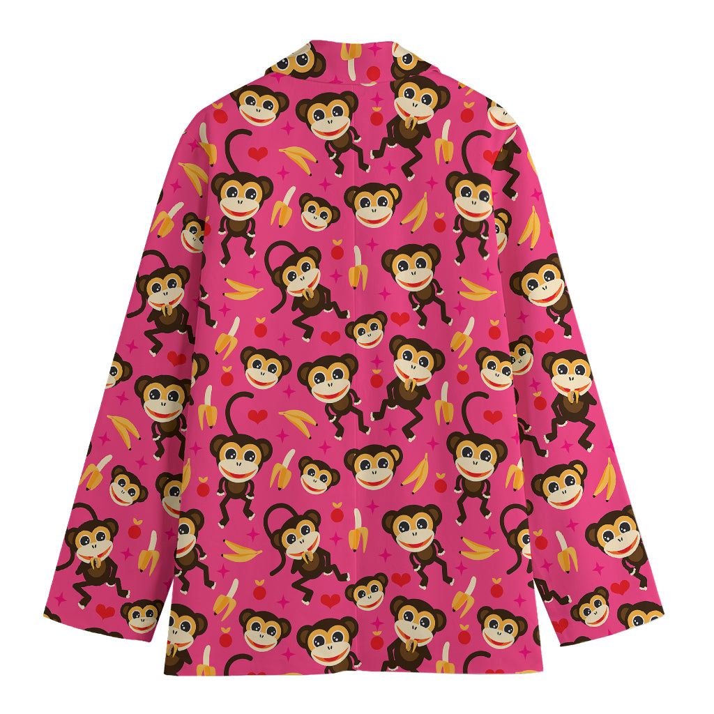 Monkey And Banana Pattern Print Women's Cotton Blazer