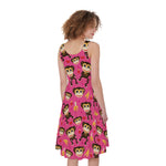Monkey And Banana Pattern Print Women's Sleeveless Dress