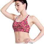 Monkey And Banana Pattern Print Women's Sports Bra