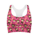 Monkey And Banana Pattern Print Women's Sports Bra