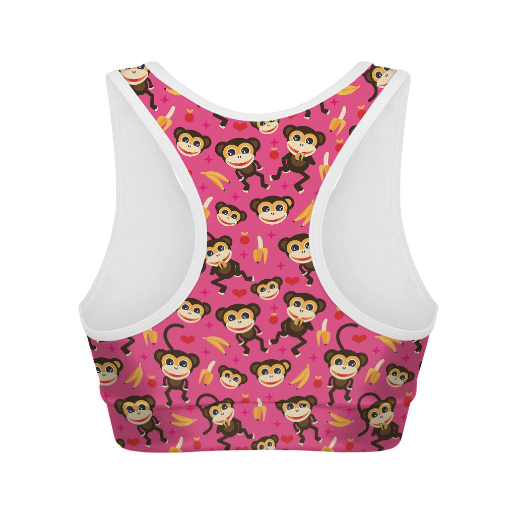 Monkey And Banana Pattern Print Women's Sports Bra