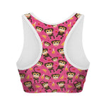 Monkey And Banana Pattern Print Women's Sports Bra