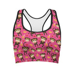 Monkey And Banana Pattern Print Women's Sports Bra