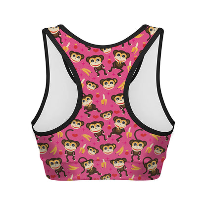 Monkey And Banana Pattern Print Women's Sports Bra