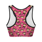 Monkey And Banana Pattern Print Women's Sports Bra