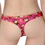 Monkey And Banana Pattern Print Women's Thong