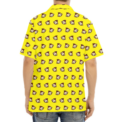 Monkey Emoji Pattern Print Aloha Shirt