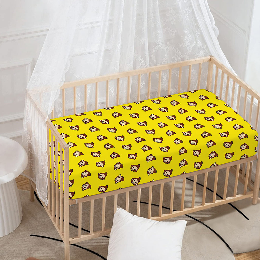Monkey Emoji Pattern Print Baby Crib Sheet