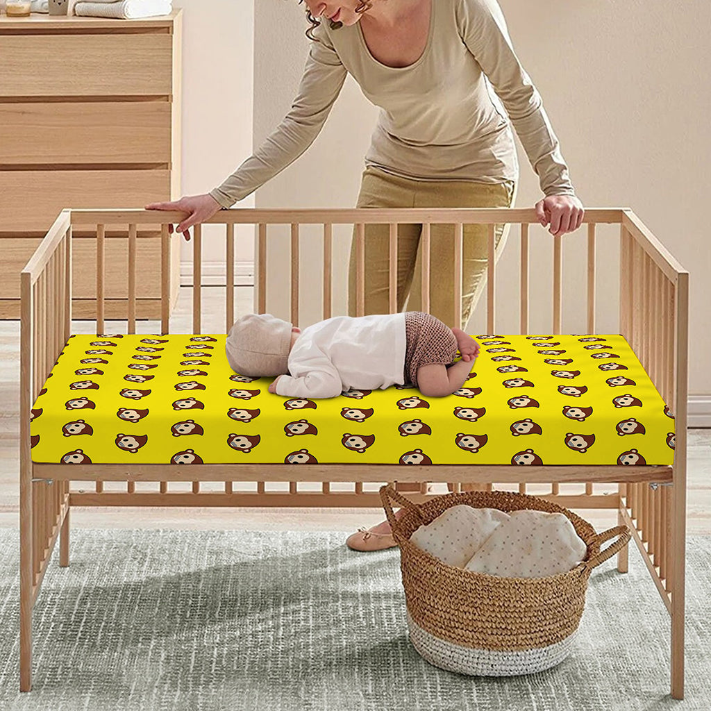 Monkey Emoji Pattern Print Baby Crib Sheet