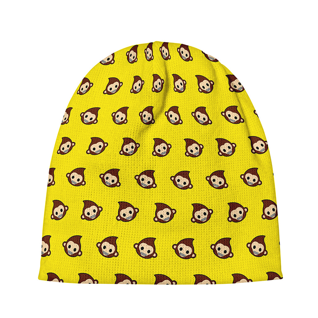 Monkey Emoji Pattern Print Beanie