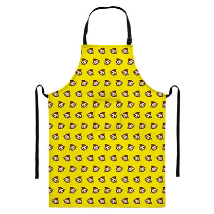 Monkey Emoji Pattern Print Bib Apron With Pocket