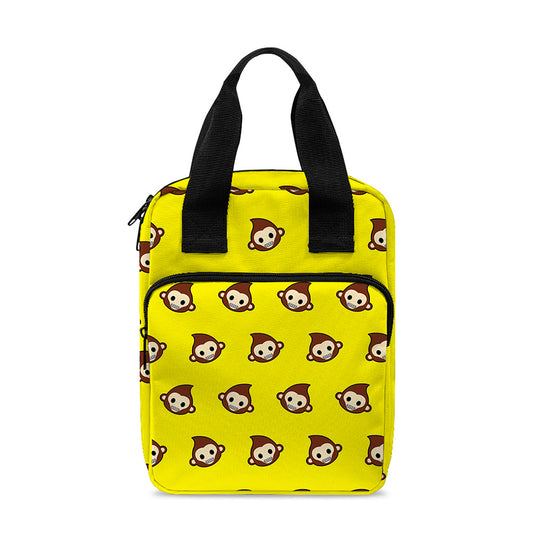Monkey Emoji Pattern Print Bible Tote Bag
