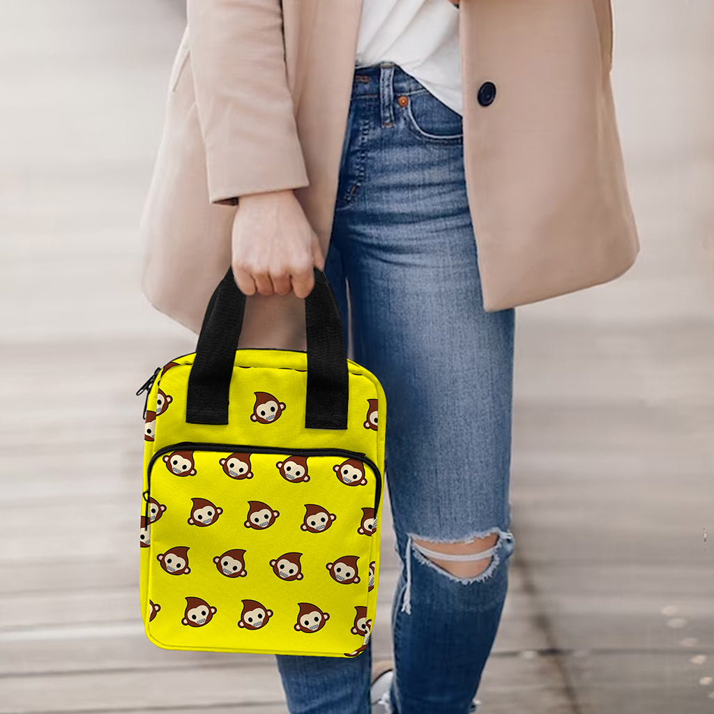 Monkey Emoji Pattern Print Bible Tote Bag
