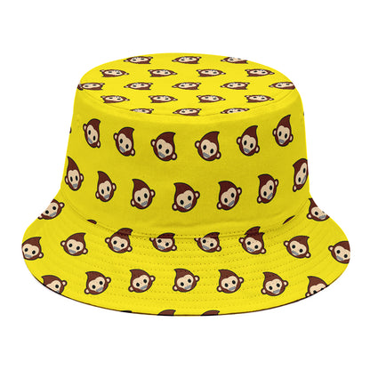 Monkey Emoji Pattern Print Bucket Hat
