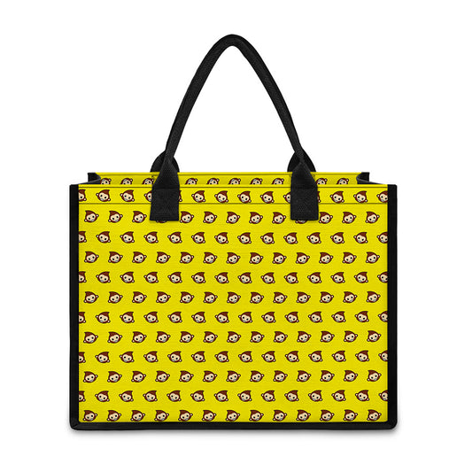 Monkey Emoji Pattern Print Canvas Tote Bag