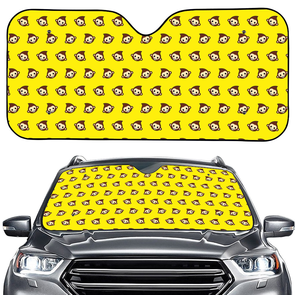 Monkey Emoji Pattern Print Car Windshield Sun Shade