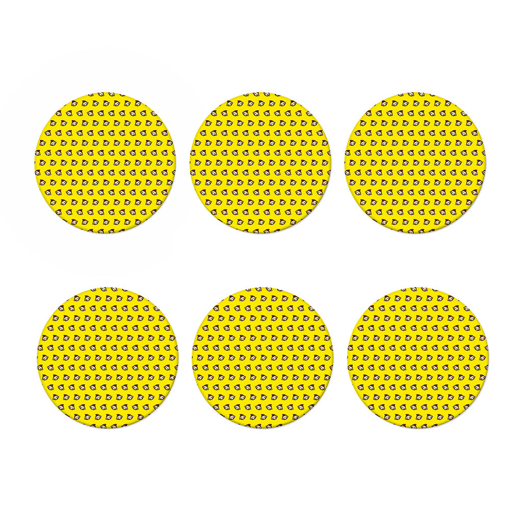Monkey Emoji Pattern Print Coaster Set
