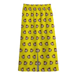 Monkey Emoji Pattern Print Cotton Front Slit Maxi Skirt