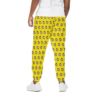 Monkey Emoji Pattern Print Cotton Pants