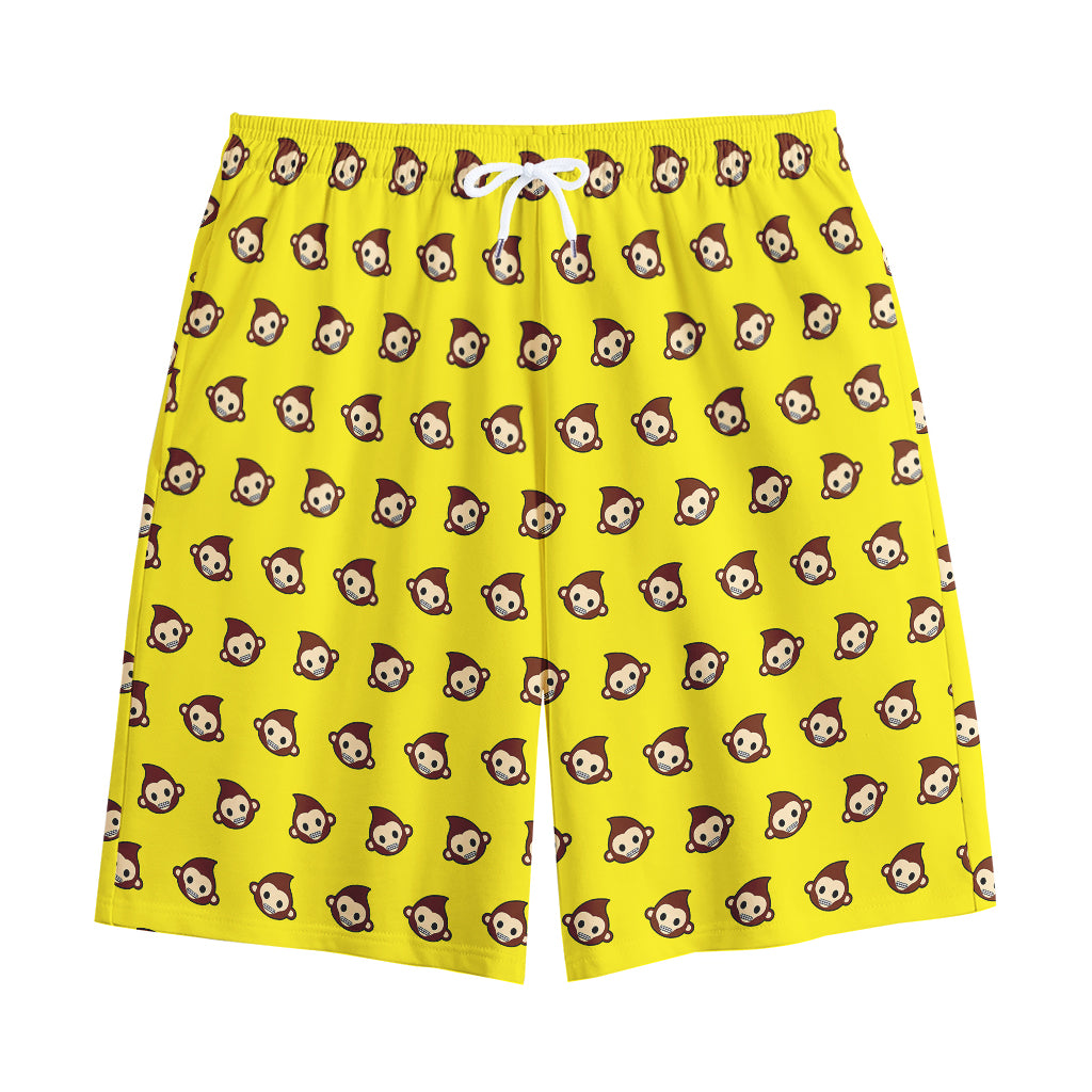 Monkey Emoji Pattern Print Cotton Shorts