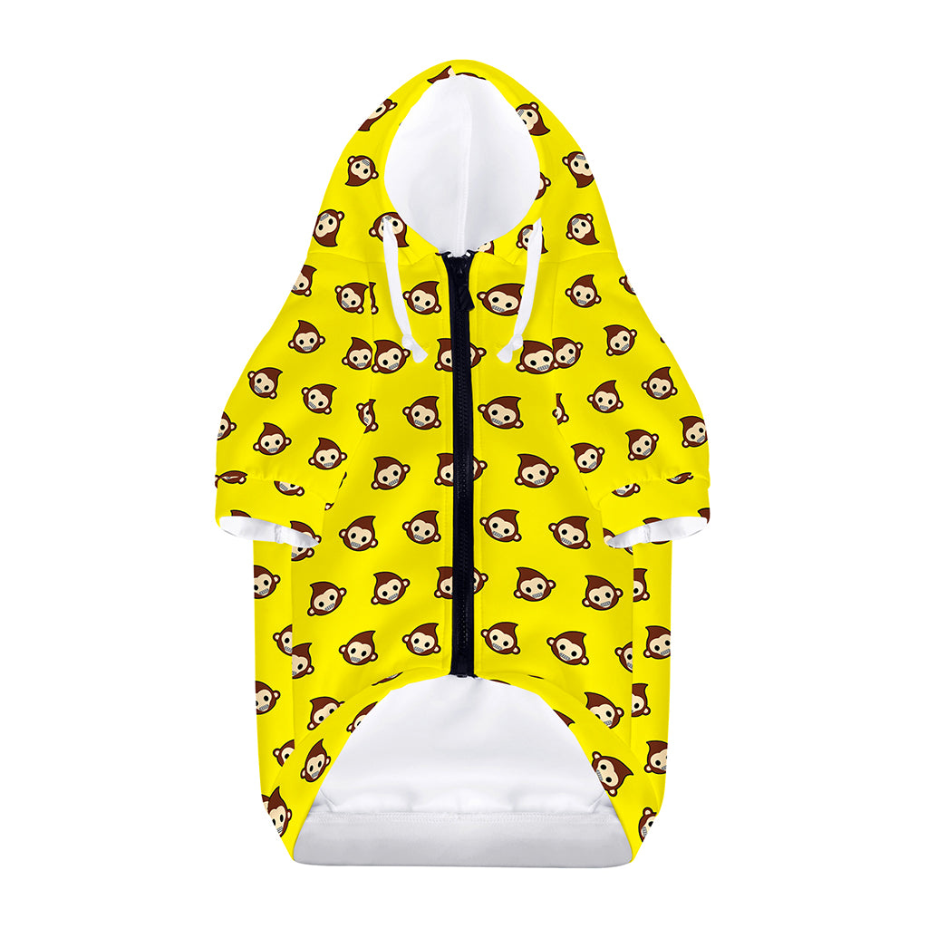 Monkey Emoji Pattern Print Dog Zip Up Hoodie