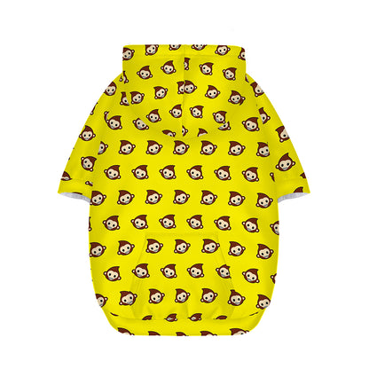 Monkey Emoji Pattern Print Dog Zip Up Hoodie