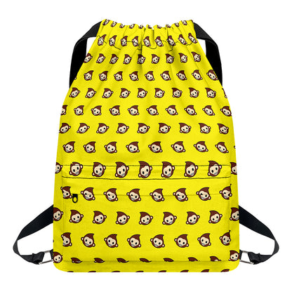 Monkey Emoji Pattern Print Drawstring Backpack