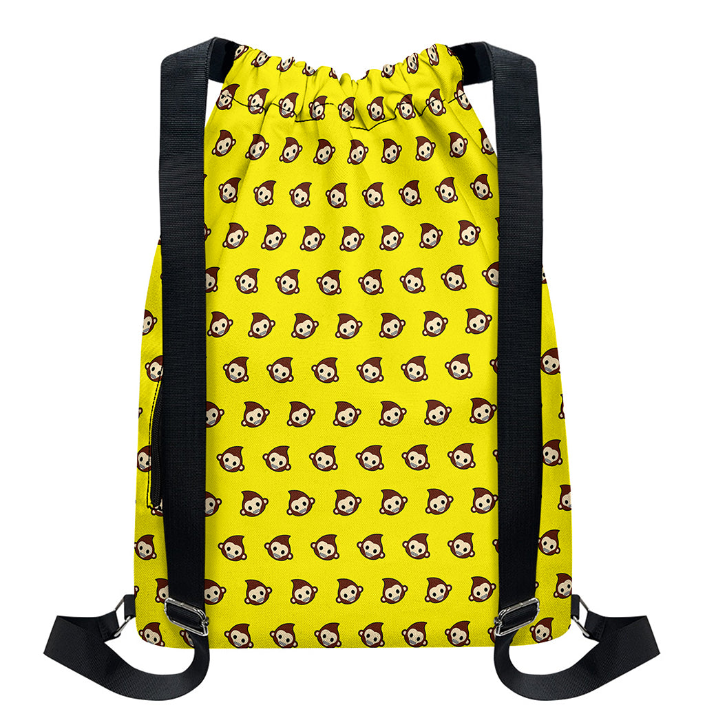 Monkey Emoji Pattern Print Drawstring Backpack
