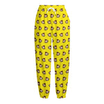 Monkey Emoji Pattern Print Fleece Lined Knit Pants