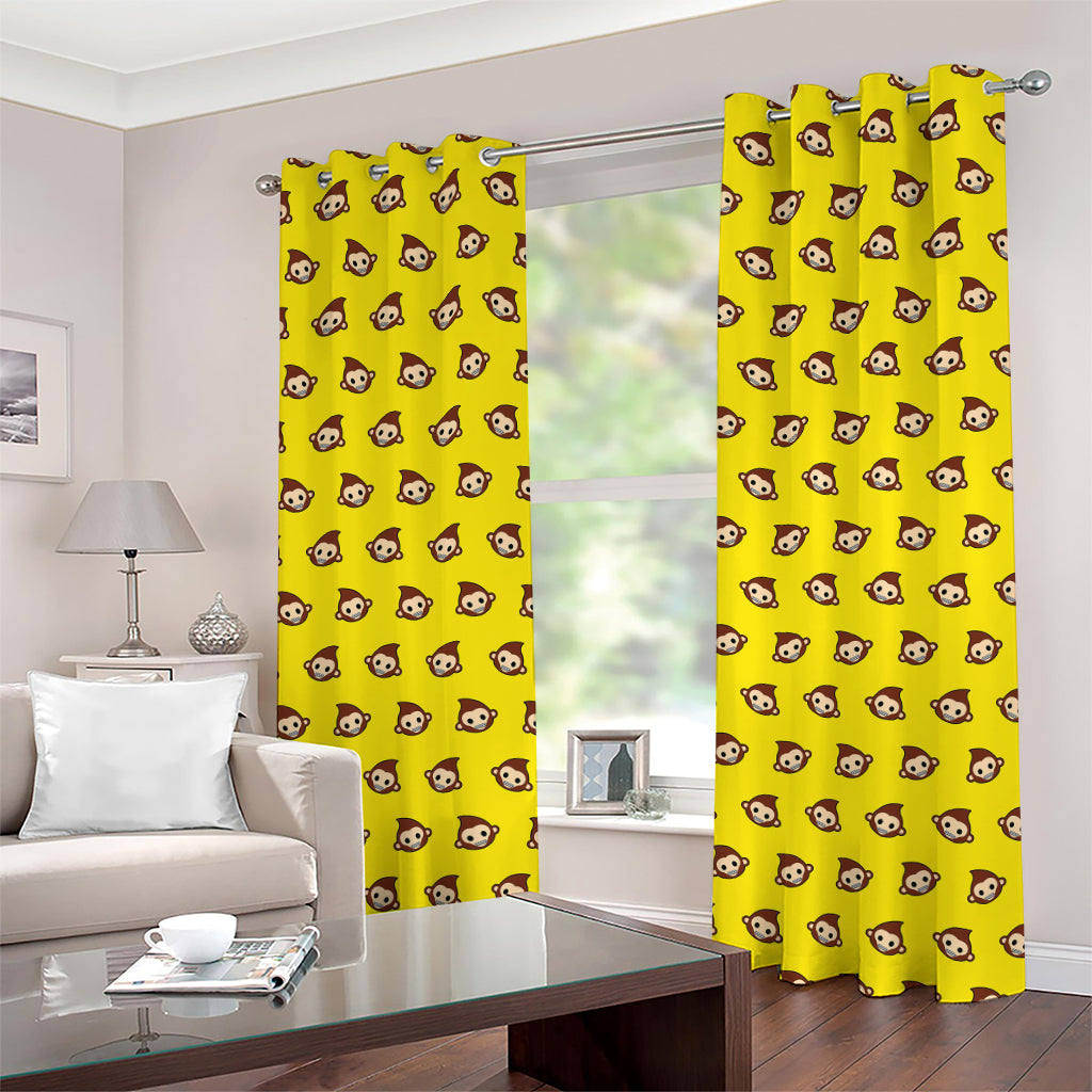 Monkey Emoji Pattern Print Grommet Curtains