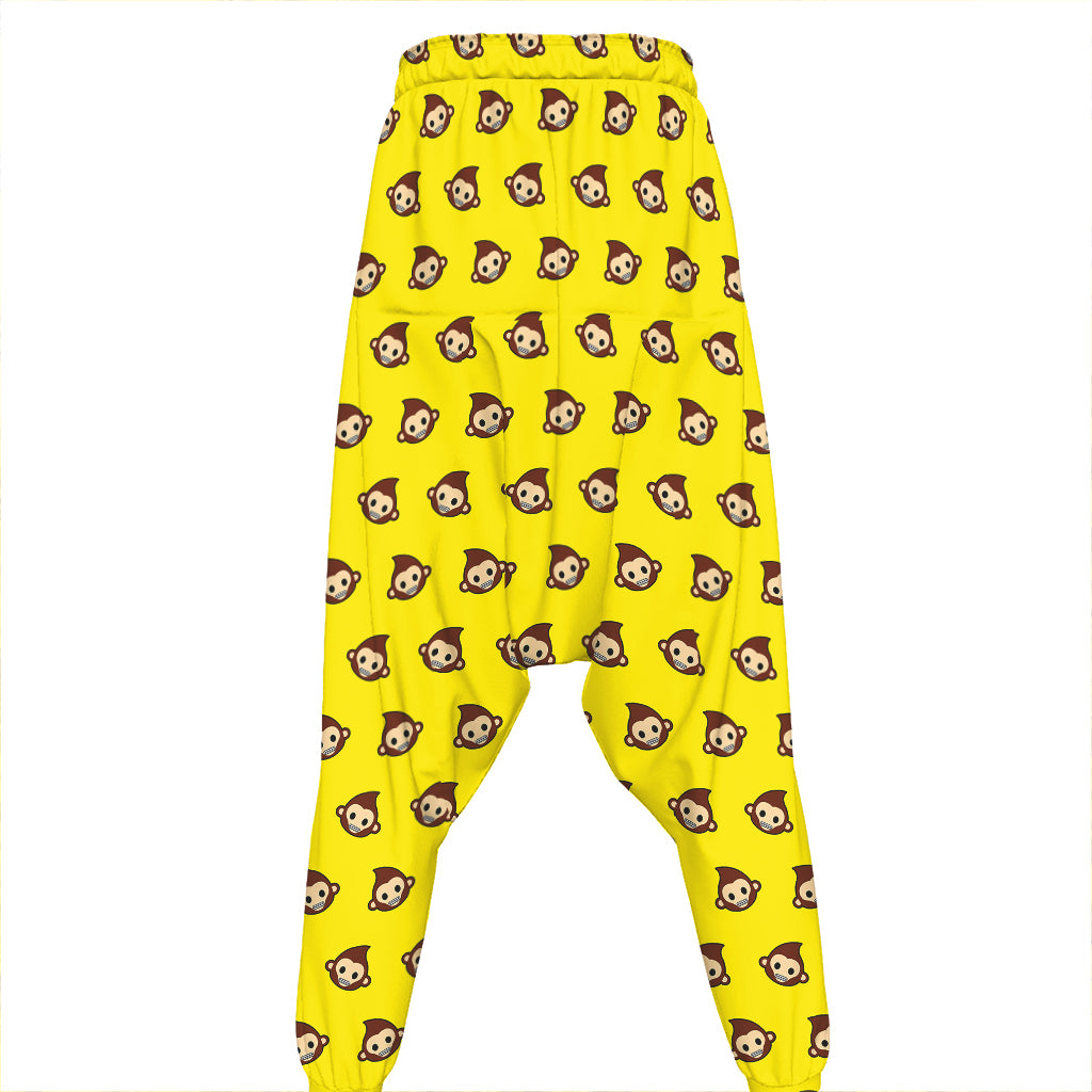 Monkey Emoji Pattern Print Hammer Pants
