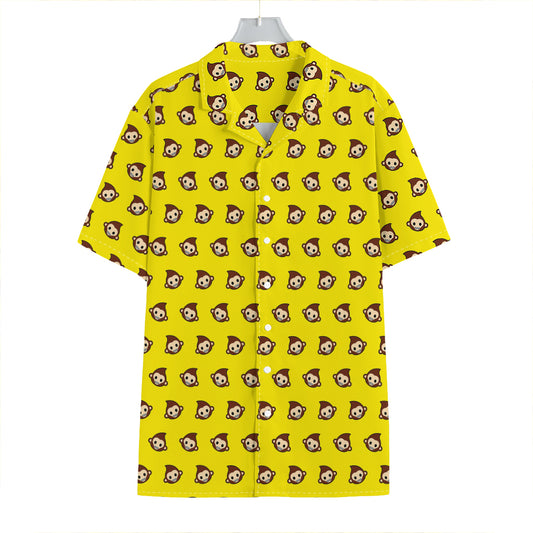 Monkey Emoji Pattern Print Hawaiian Shirt