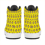 Monkey Emoji Pattern Print High Top Leather Sneakers