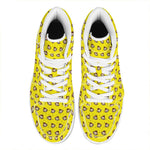 Monkey Emoji Pattern Print High Top Leather Sneakers