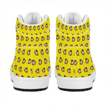 Monkey Emoji Pattern Print High Top Leather Sneakers