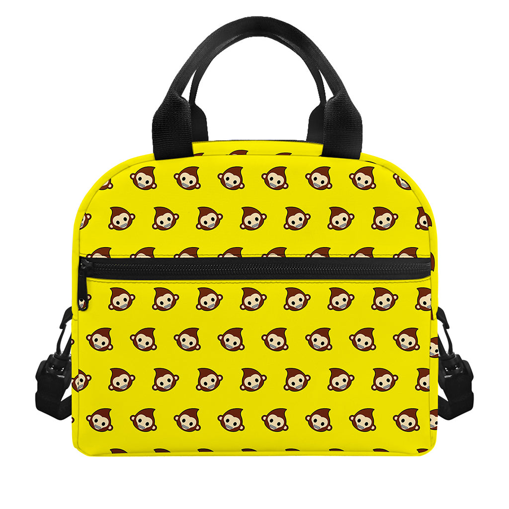 Monkey Emoji Pattern Print Insulated Lunch Bag
