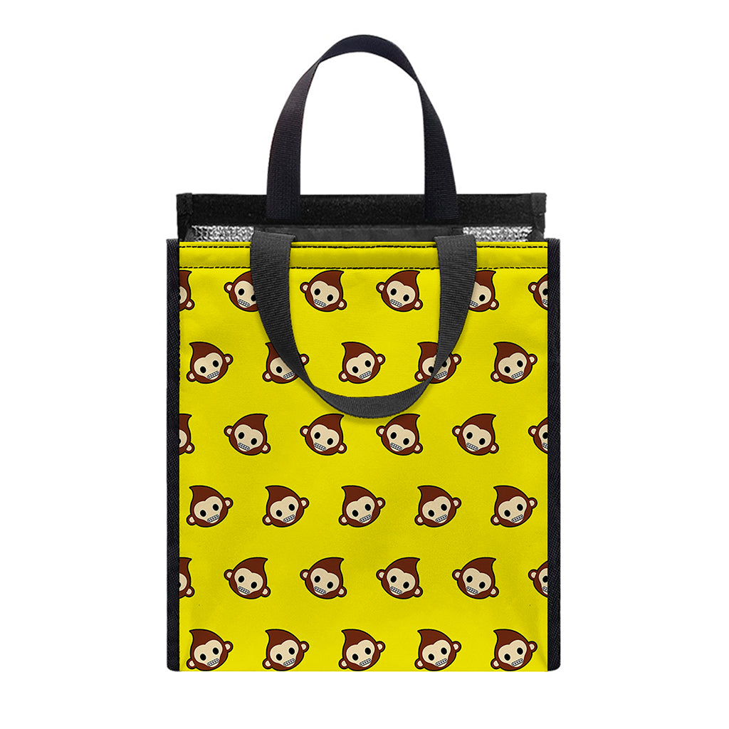 Monkey Emoji Pattern Print Insulated Lunch Tote