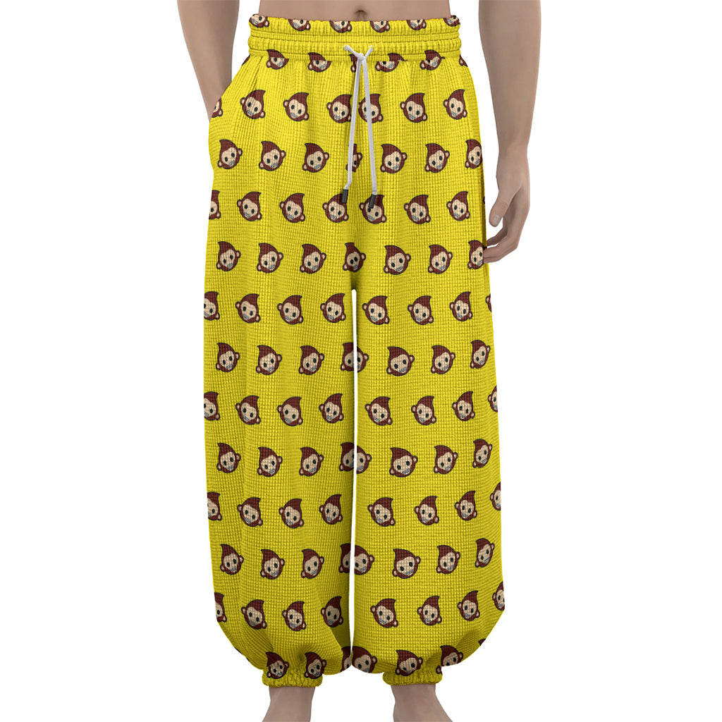 Monkey Emoji Pattern Print Lantern Pants