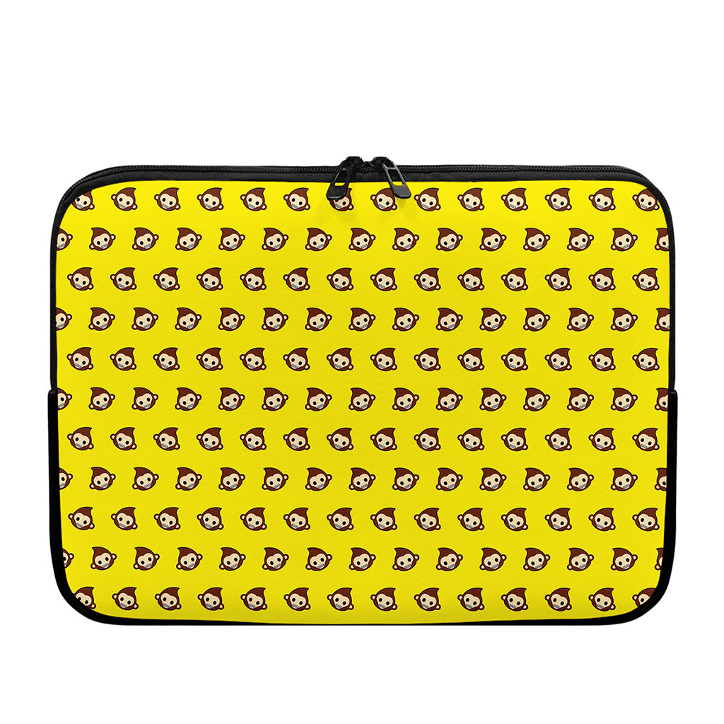 Monkey Emoji Pattern Print Laptop Sleeve