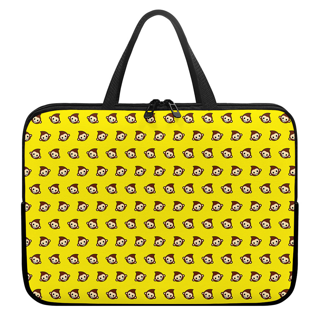 Monkey Emoji Pattern Print Laptop Sleeve With Handle