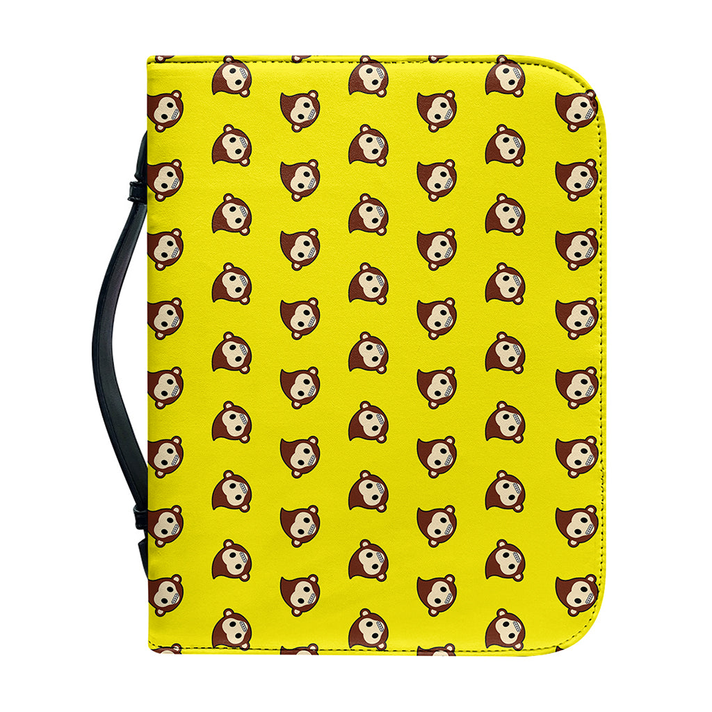 Monkey Emoji Pattern Print Leather Bible Cover