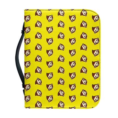 Monkey Emoji Pattern Print Leather Bible Cover