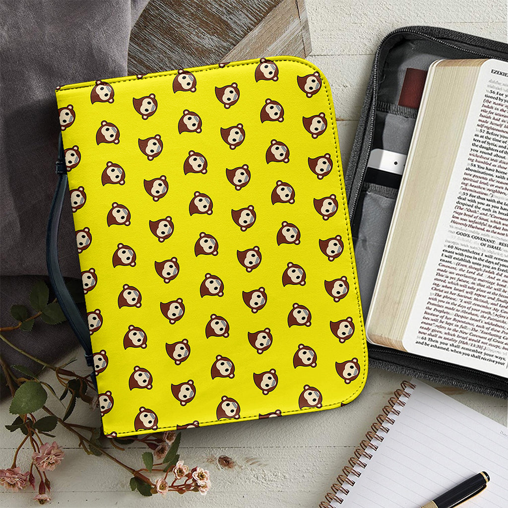 Monkey Emoji Pattern Print Leather Bible Cover